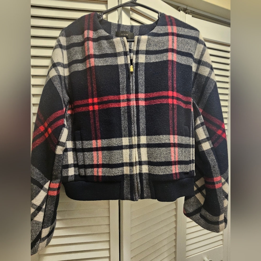 J.CREW Plaid Wool Bomber Jacket Women's Small, worn twice